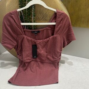 Lulu's Dusty Rose Ribbed Blouse